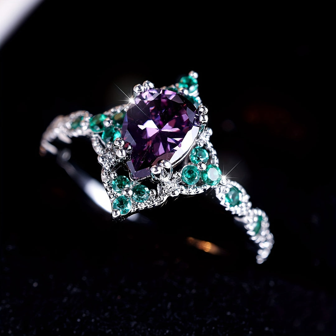 Fashionable Purple Cubic Zirconia Ring