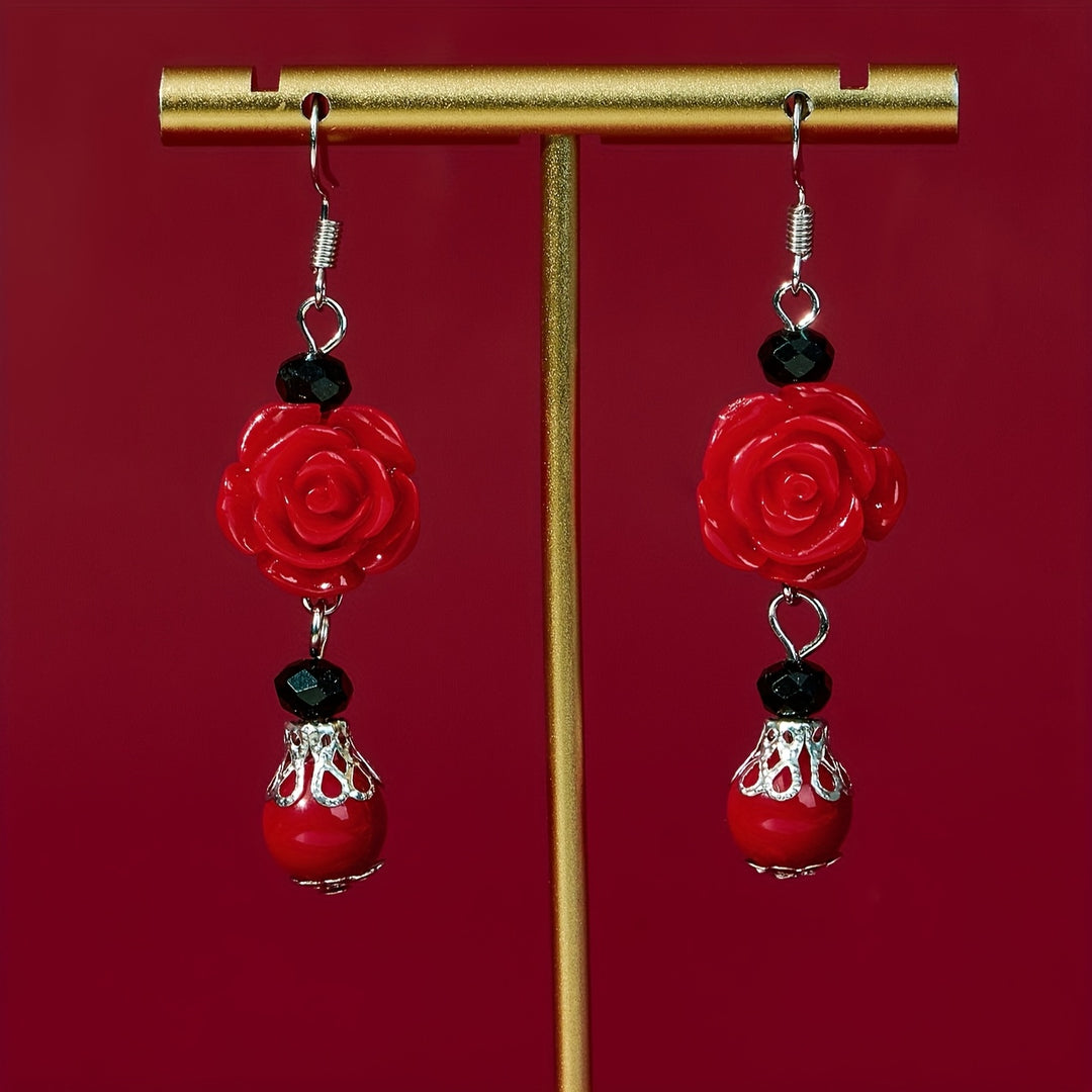 Rose Flower Pendant Earrings