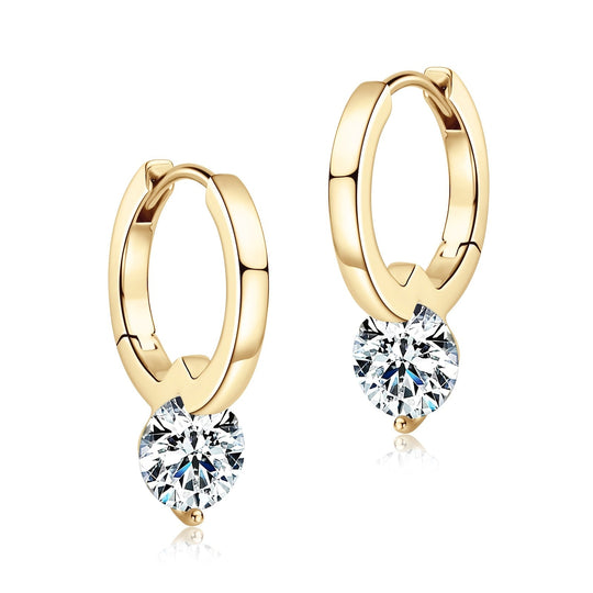 Stylish Round Moissanite Hoop Earrings