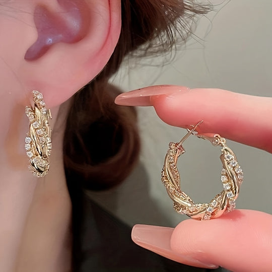 Stylish Zirconia Inlaid Hoop Earrings