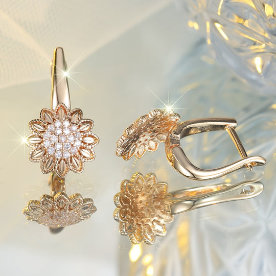 Elegant Floral Zirconia Hoop Earrings