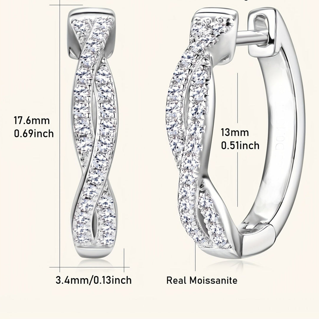 Silver Moissanite Twisted Hoop Earrings