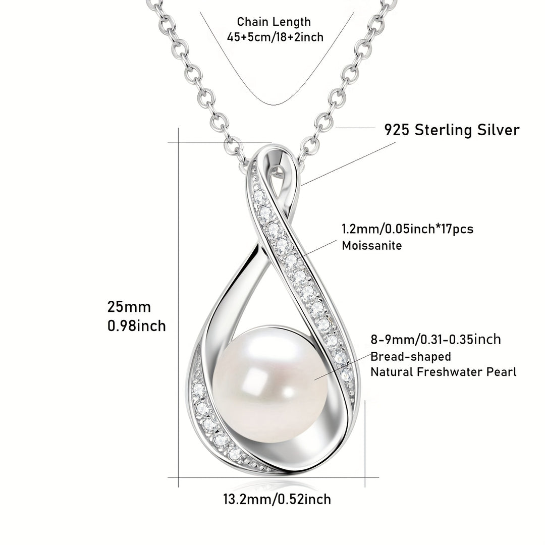 Freshwater White and Moissanite Infinity Pendant Necklace
