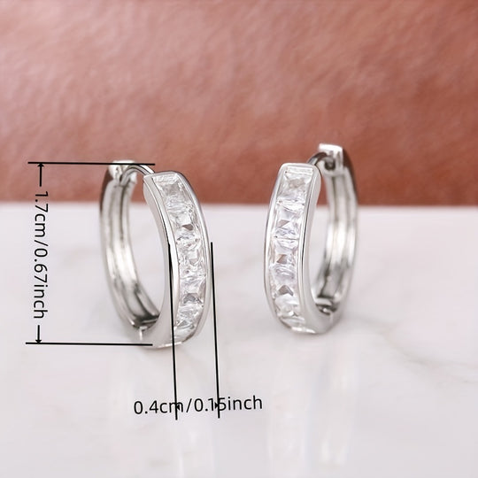 Elegant Minimalist Zirconia Hoop Earrings