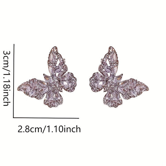Glittering Butterfly Stud Earrings
