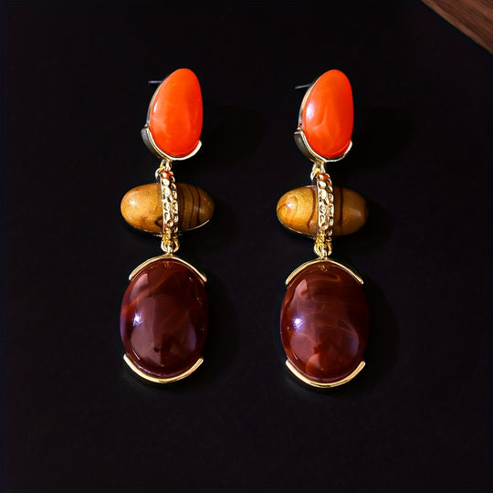 Retro Vintage Oval Teardrop Earrings