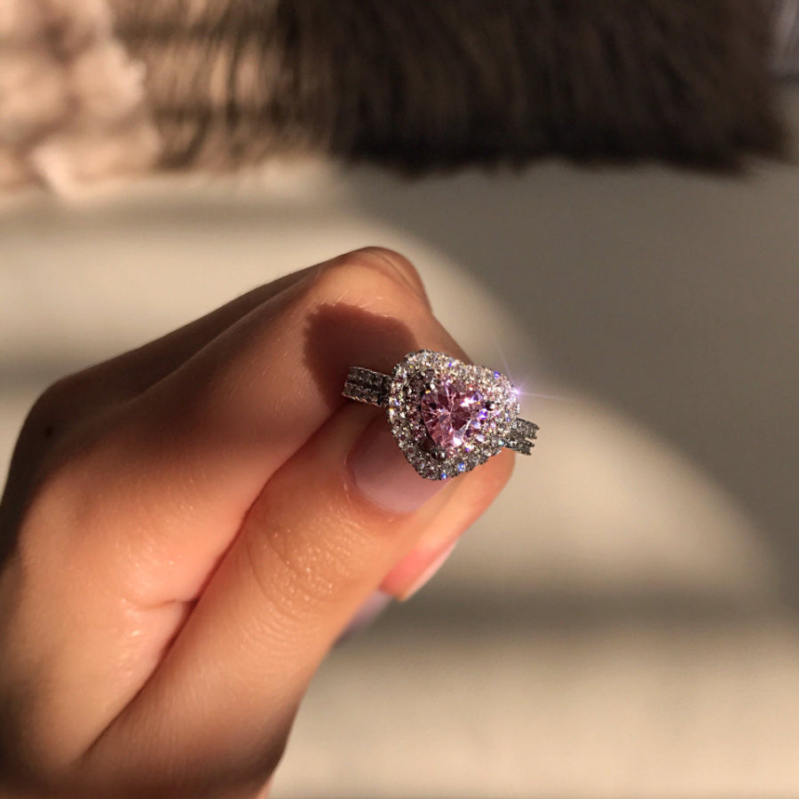 Sparkling Pink Heart Ring
