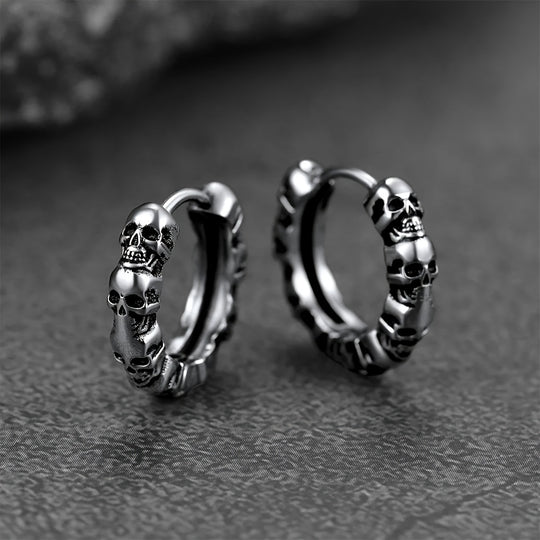 Fashionable Gothic Skull Hoop Earrings