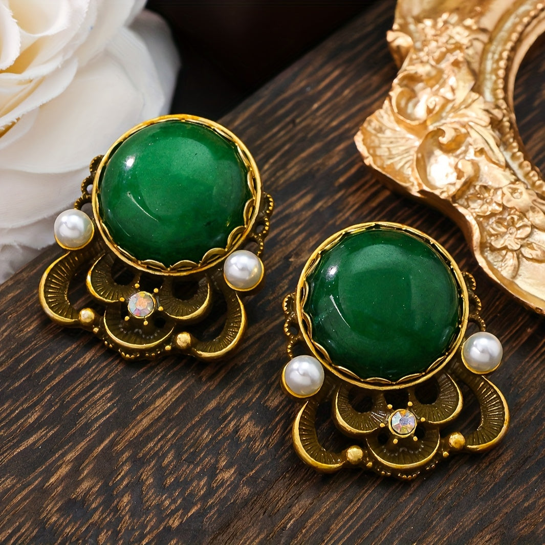 Vintage Natural Gemstone Stud Earrings