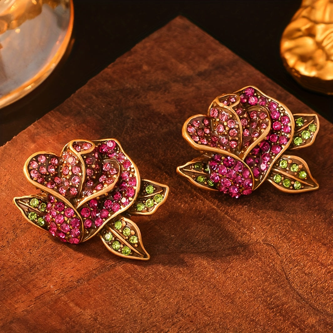 Elegant Retro Rose Stud Earrings