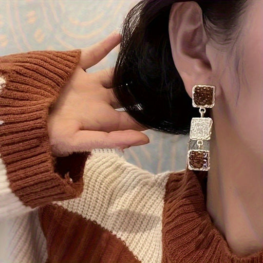 Retro Square Long Earrings