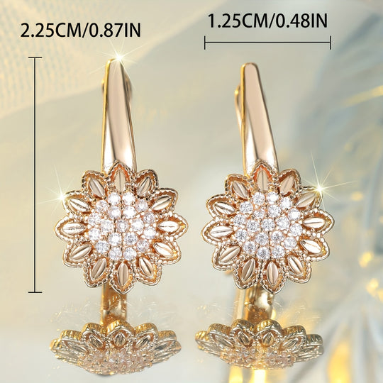 Elegant Floral Zirconia Hoop Earrings