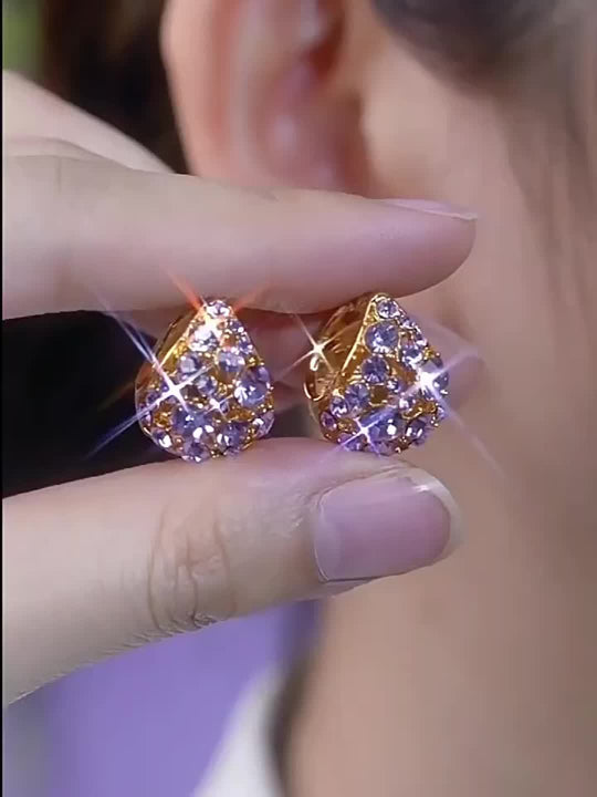 Elegant Luxurious Purple Glass & Earrings