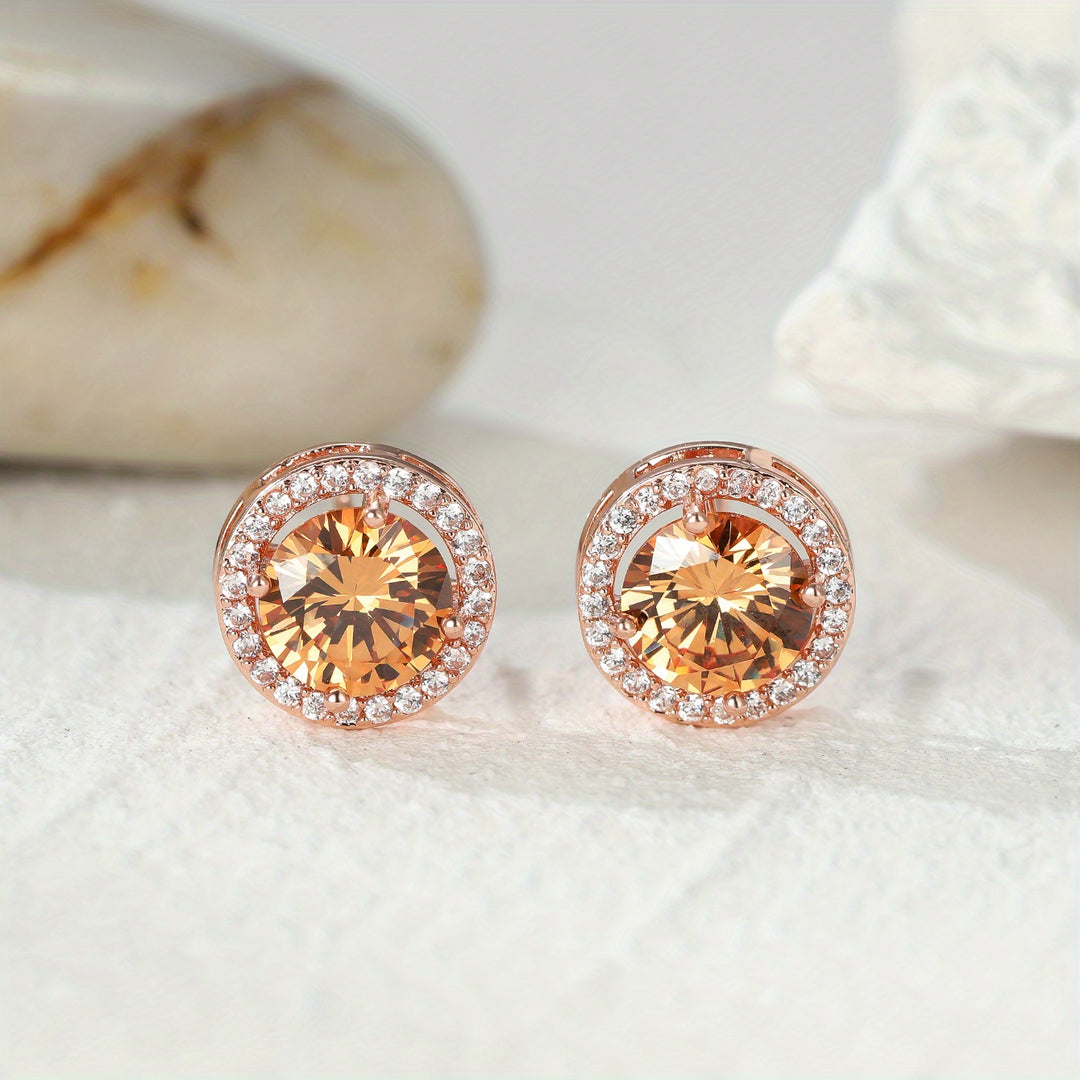 Elegant Round Cubic Zirconia Earrings