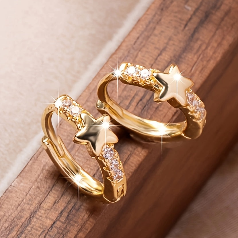 Elegant Simple Star Hoop Earrings