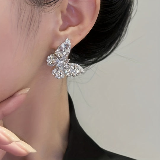Glittering Butterfly Stud Earrings