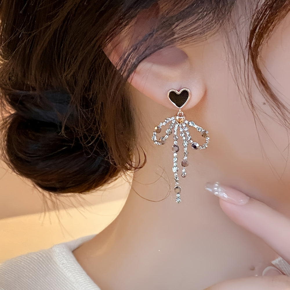 Elegant Heart-Shaped Bow Earrings