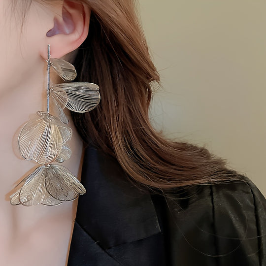 Floral Cutout Tassel Earrings