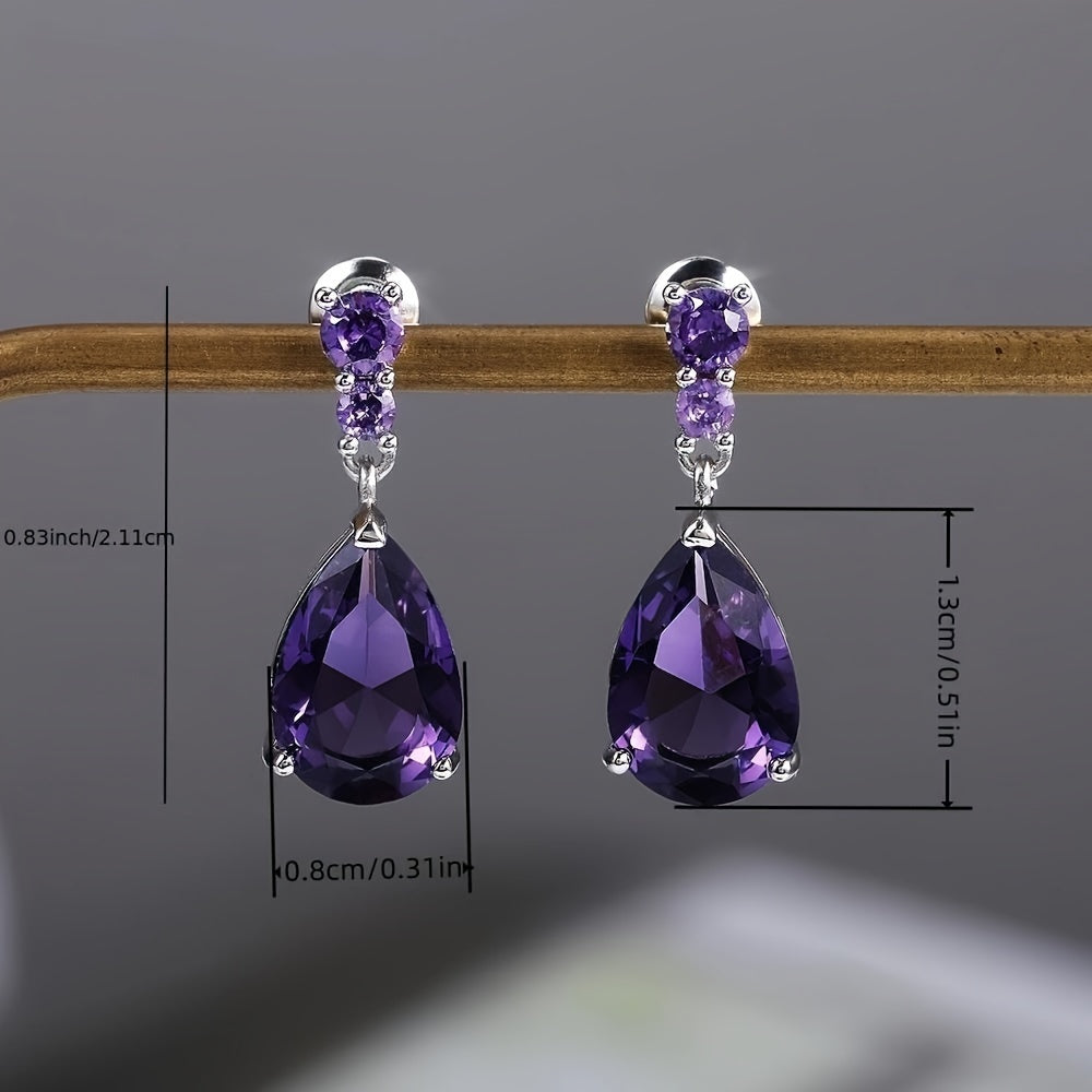 Elegant Purple Gem Decor Earrings