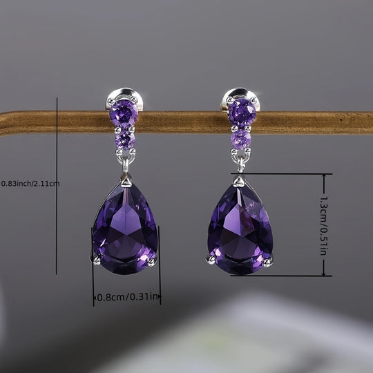 Elegant Purple Gem Decor Earrings