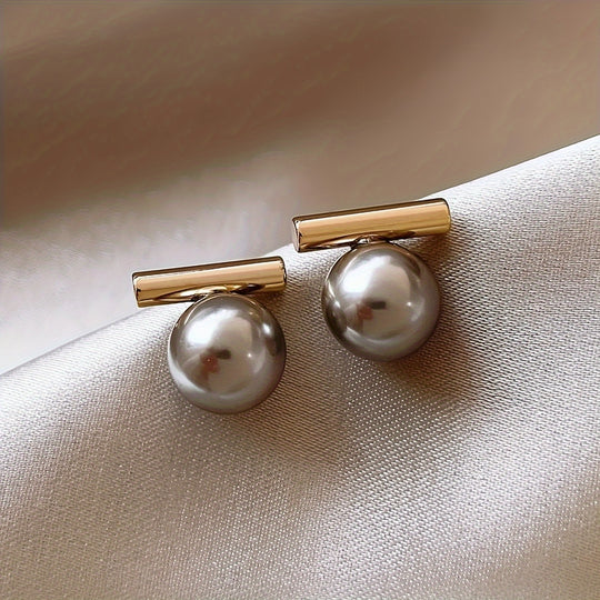 Gray Imitation Pearl Earrings