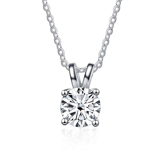 Round Cut Shiny Moissanite Pendant Necklace