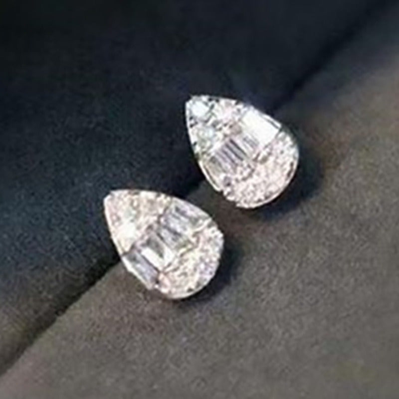 Stylish Zirconia Water Drop Stud Earrings