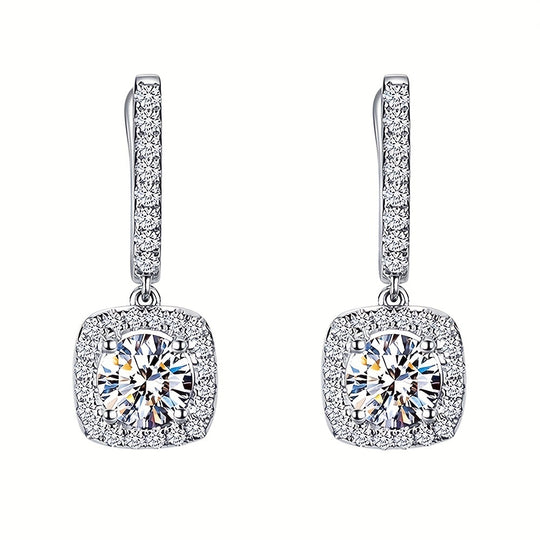 Stylish Square-Shaped Zirconia Drop Earrings