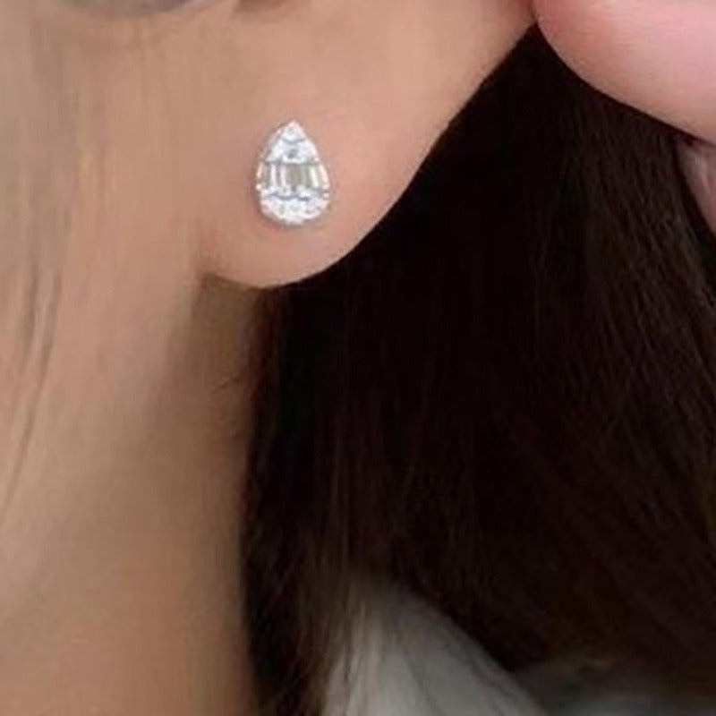 Stylish Zirconia Water Drop Stud Earrings