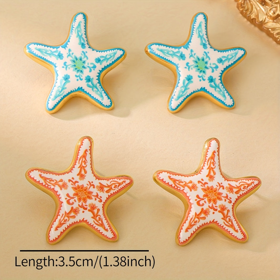 Vintage-Style Painted Starfish Earrings