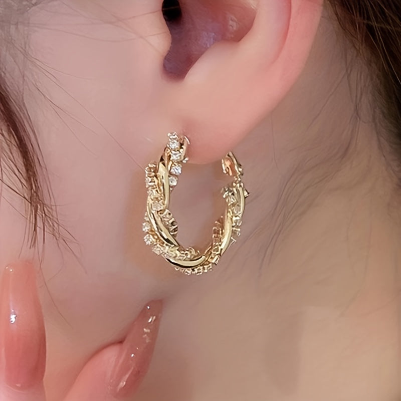 Stylish Zirconia Inlaid Hoop Earrings