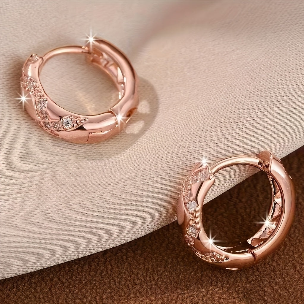 Lightweight Rose Gold Zirconia Hoop Earrings