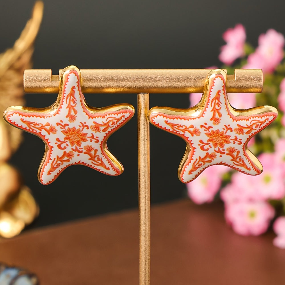 Vintage-Style Painted Starfish Earrings
