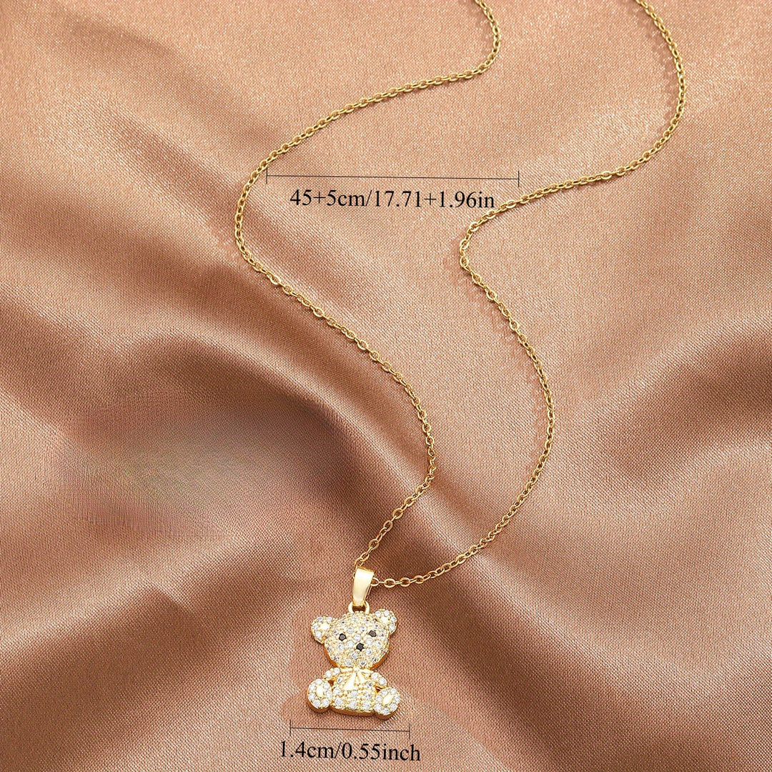 Cute Bear Zirconia Pendant Necklace