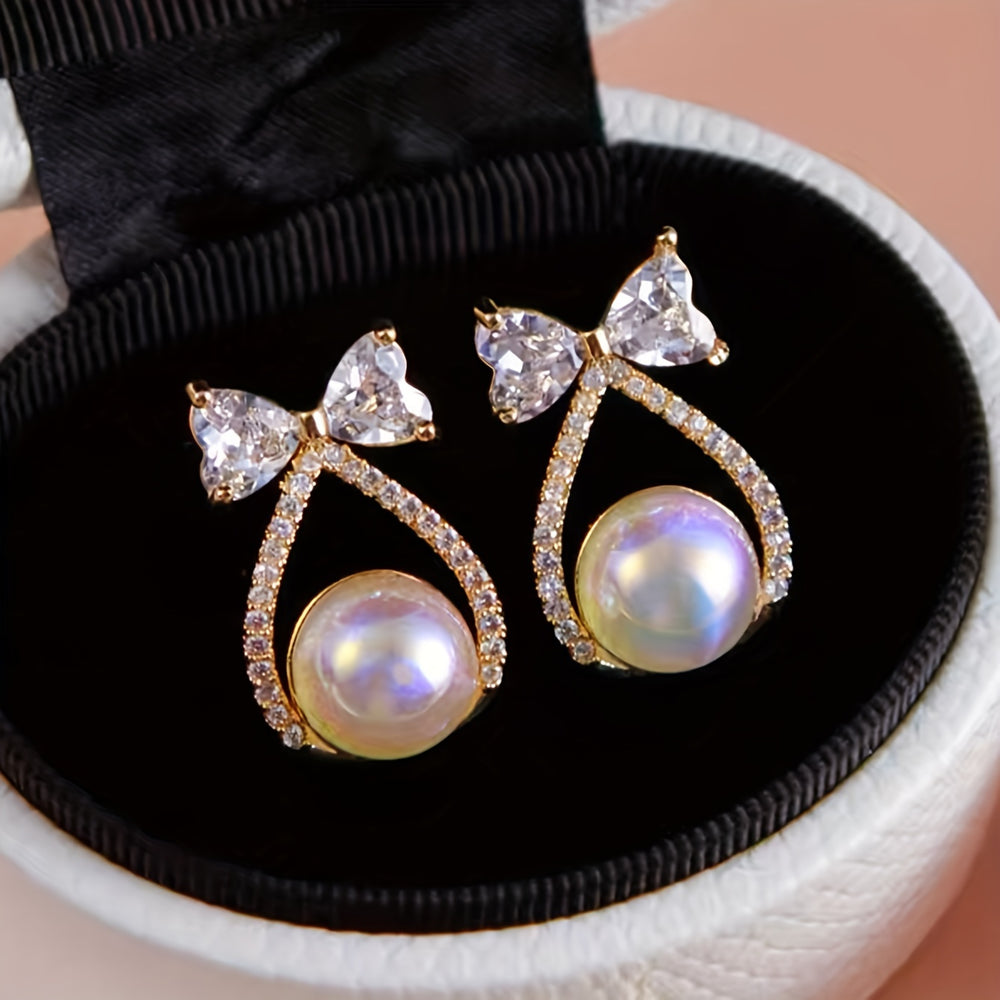 Heart-Shaped Bowknot Stud Earrings