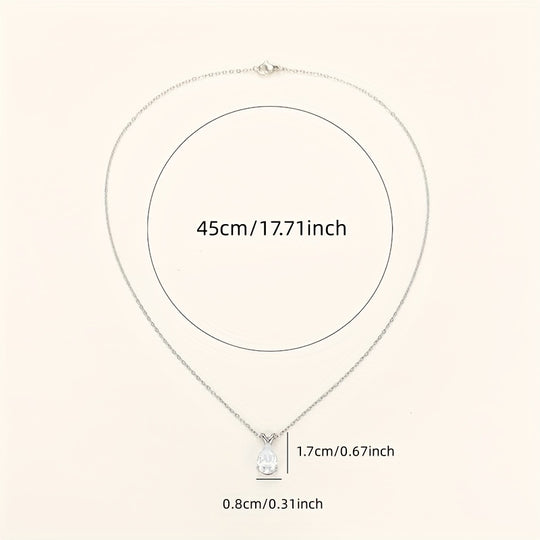 Teardrop Shaped Zirconia Pendant Necklace