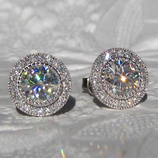 Sparkling Paved Cubic Zirconia Stud Earrings