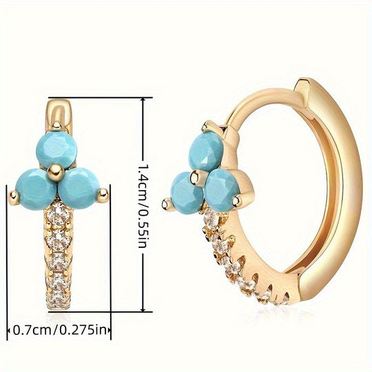 Boho-Inspired Blue Zirconia Hoop Earrings