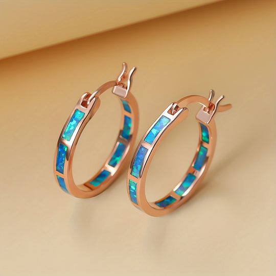 Vintage Boho Opal Hoop Earrings