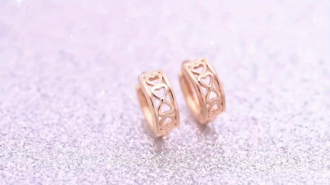 Stylish Rose Gold Heart Circular Earrings