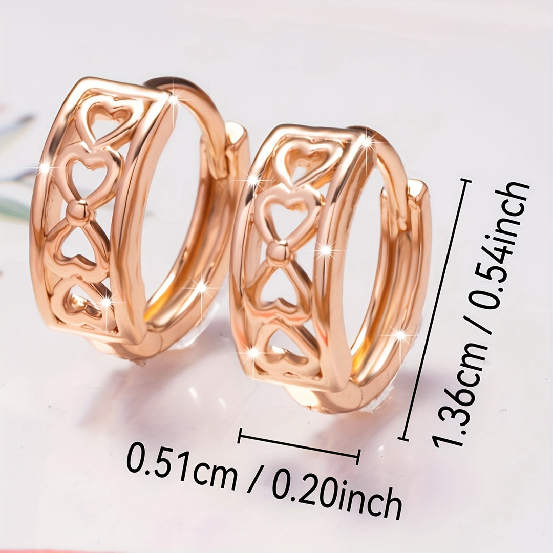 Stylish Rose Gold Heart Circular Earrings