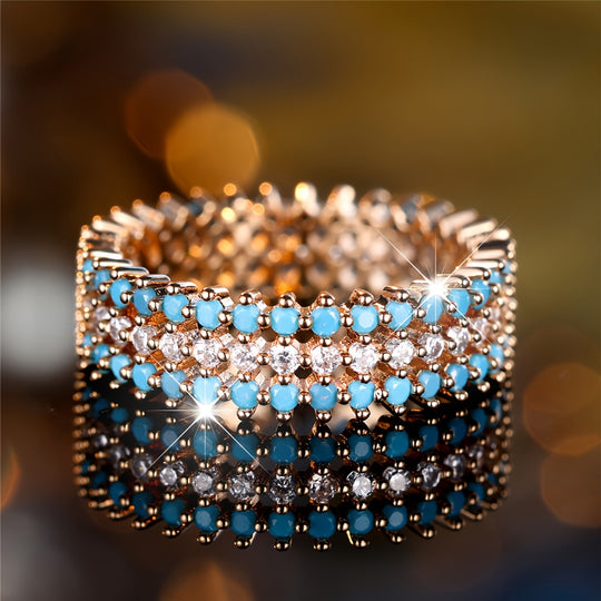 Elegant Wide Band Blue Turquoise Ring