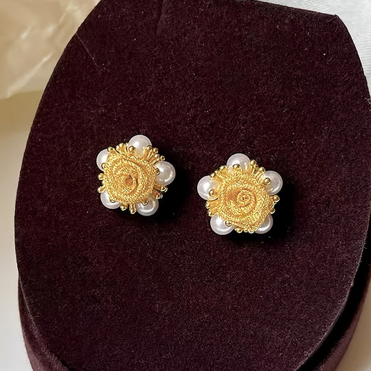 Elegant Floral Imitation Pearl-like Earrings