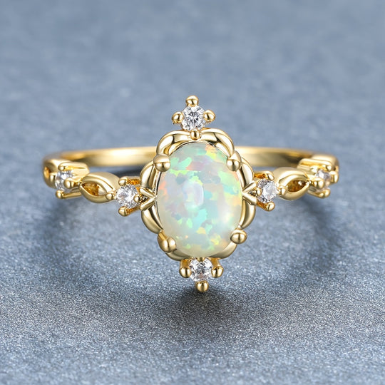 Elegant Oval Opal Engagement Ring