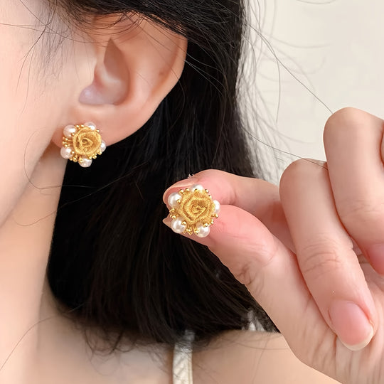 Elegant Floral Imitation Pearl-like Earrings