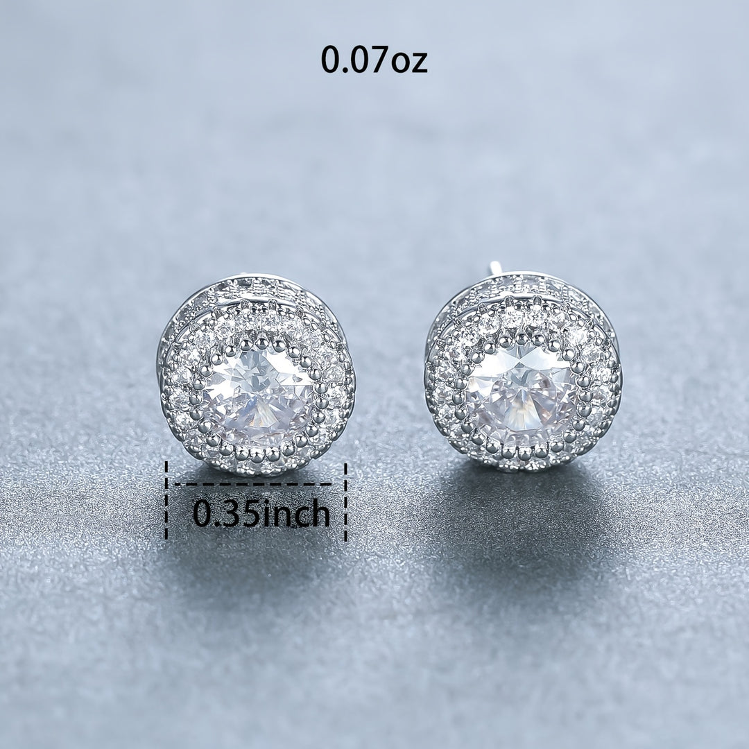 Sparkling Inlaid Zirconia Stud Earrings