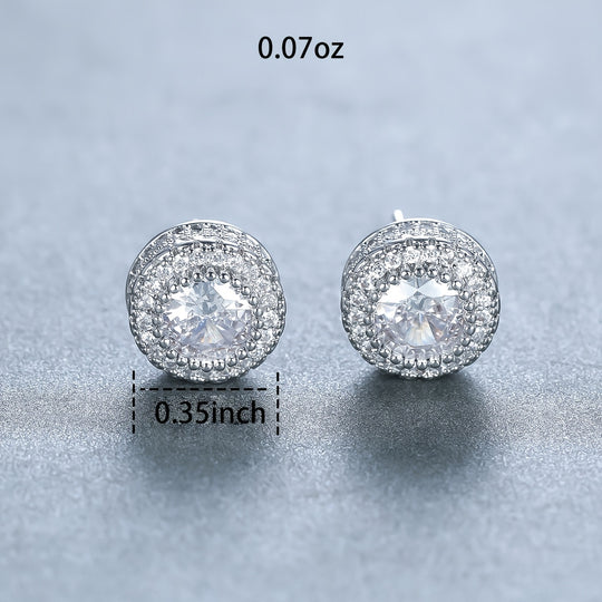 Sparkling Inlaid Zirconia Stud Earrings