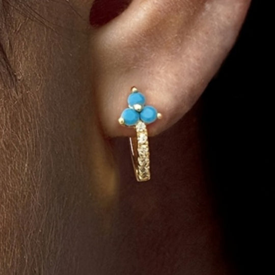 Boho-Inspired Blue Zirconia Hoop Earrings