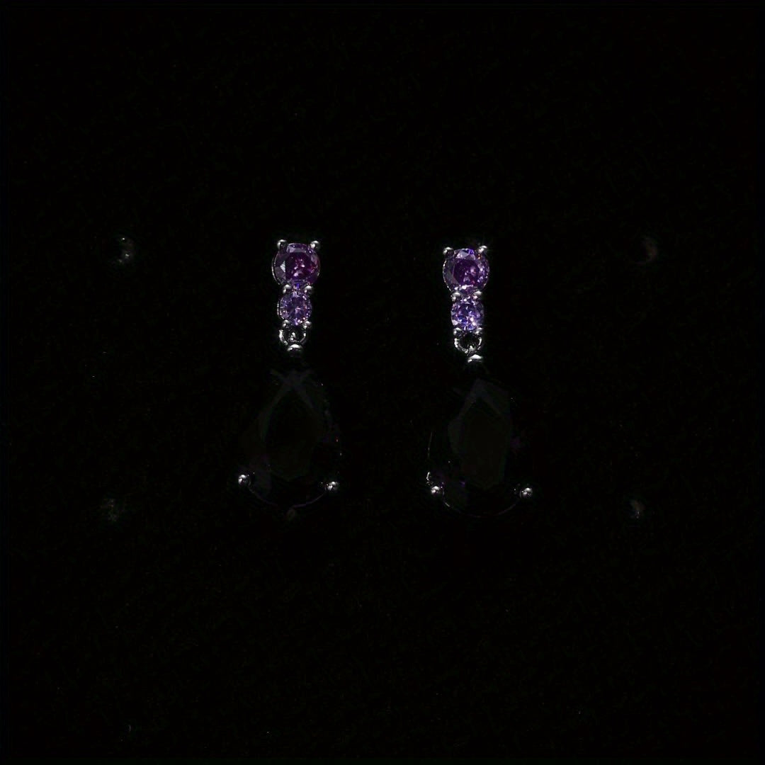 Elegant Purple Gem Decor Earrings