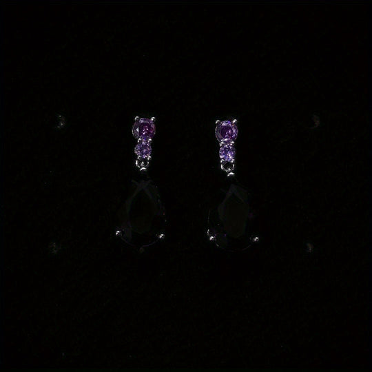 Elegant Purple Gem Decor Earrings